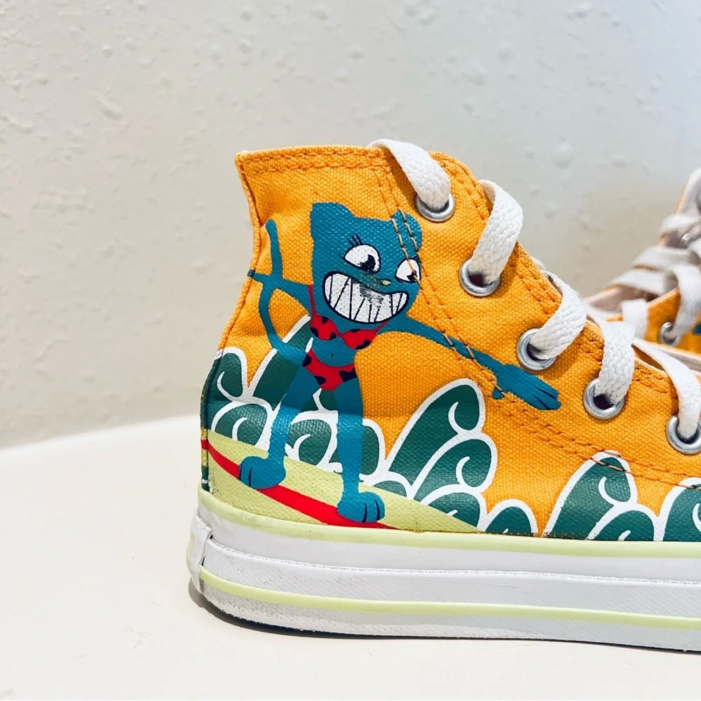 Converse Kids Custom Rare Unisex Hi Top Yellow Sneakers Size 12